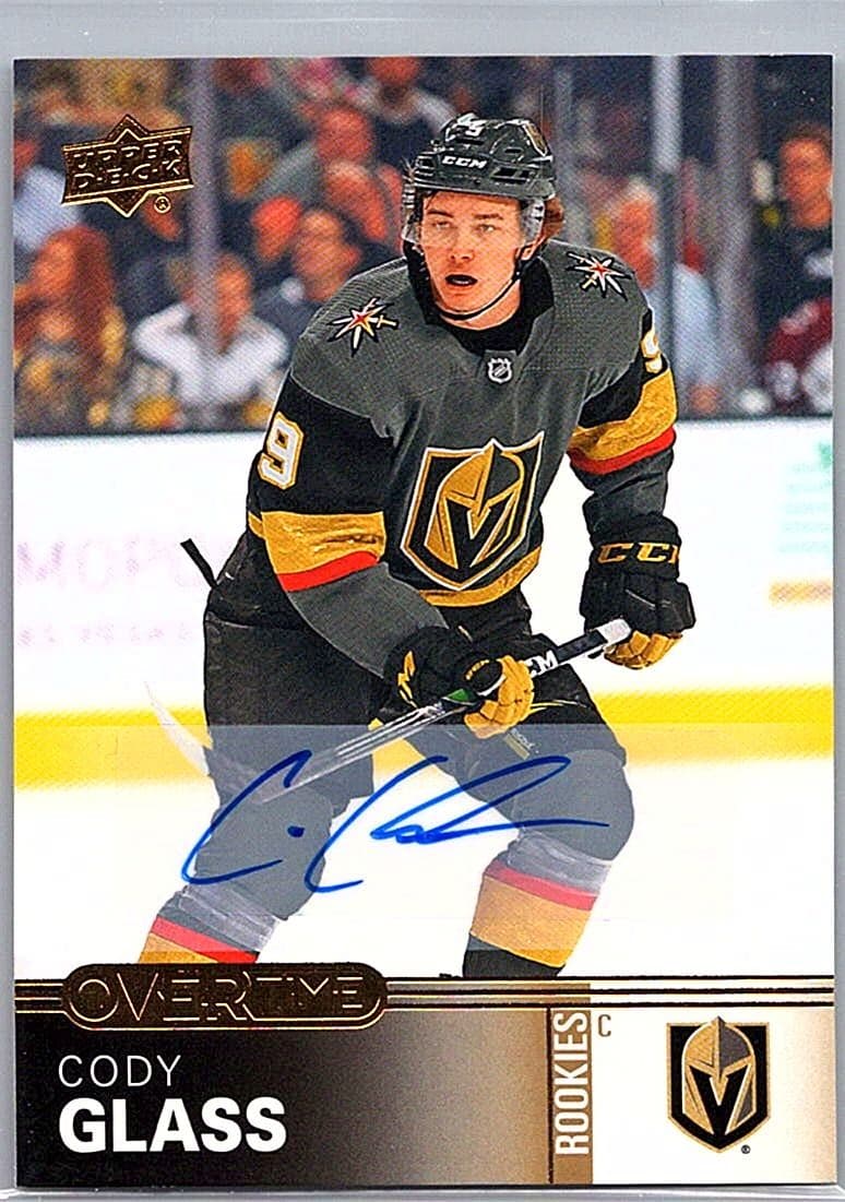 2019-20 Upper Deck Overtime #119 Cody Glass Gold Foil Auto Golden Knights