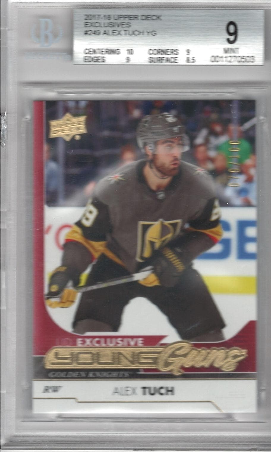 2017-18 Upper Deck #249 Alex Tuch UD Exclusives /100 BGS 9