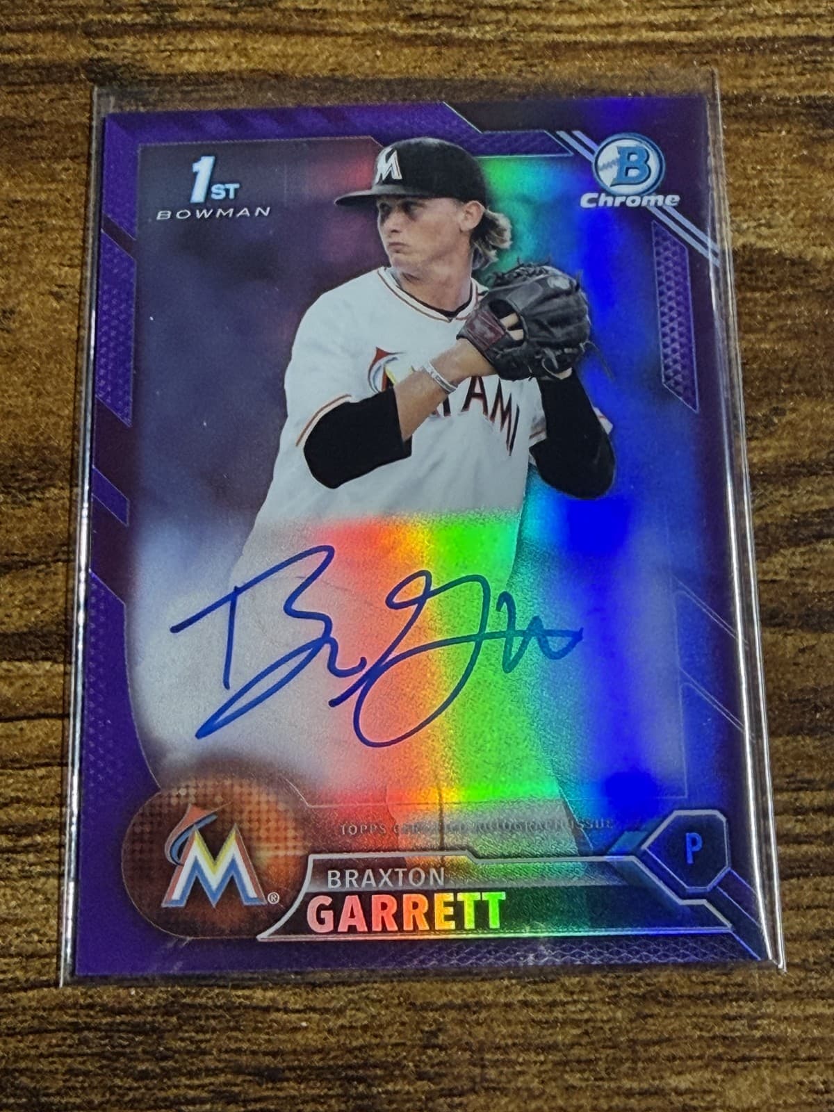 2016 Bowman Draft Braxton Garrett Chrome Draft Pick Auto Purple Refractor /250
