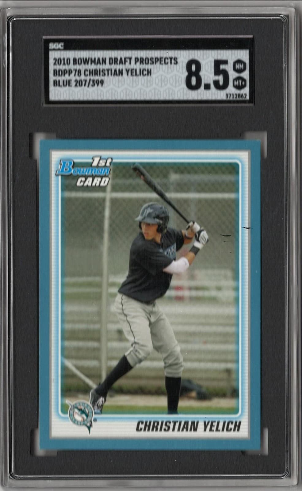 2010 Bowman Draft Picks & Prospects Christian Yelich Prospects Blue /399 SGC 8.5