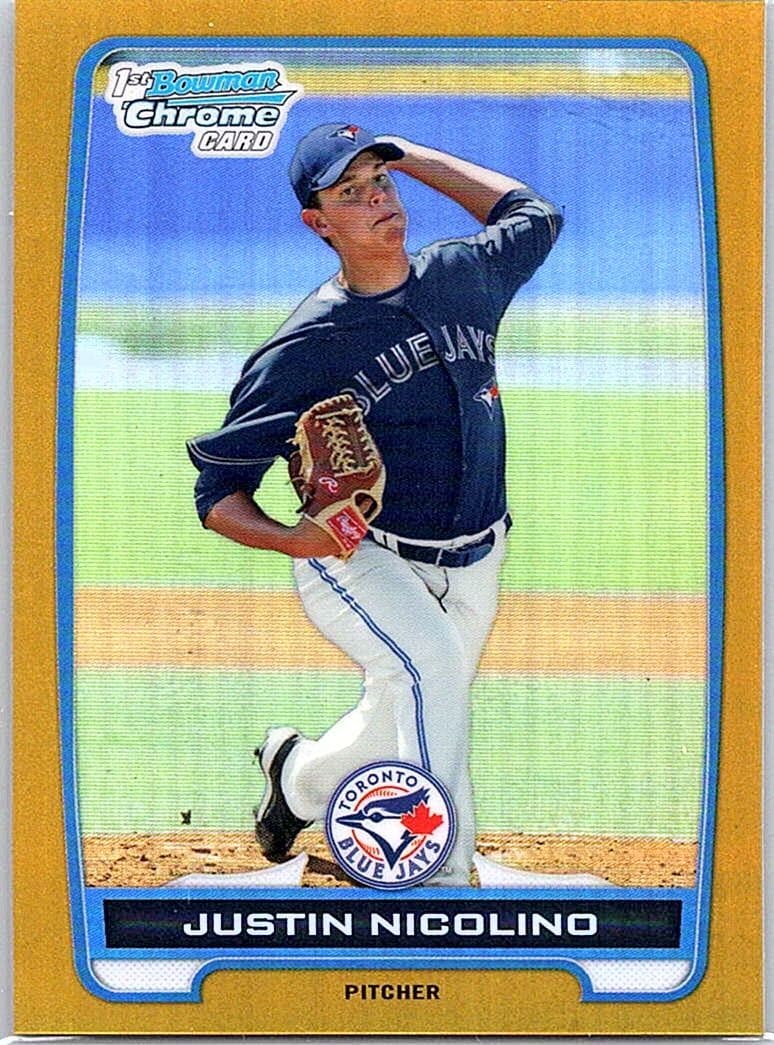 2012 Bowman Chrome Justin Nicolino Prospects Gold Refractors /50